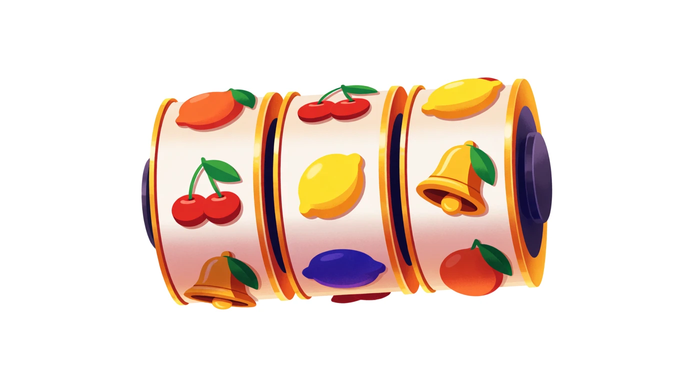 Färgglada snurrande hjul med fruktsymboler från en spelautomat